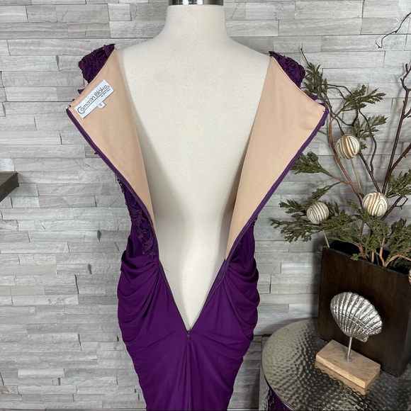 Cameron Blake by Mon Cheri Size 6 Elegant Formal Lace-Beaded Bodice EUC Plum - Picture 8 of 14